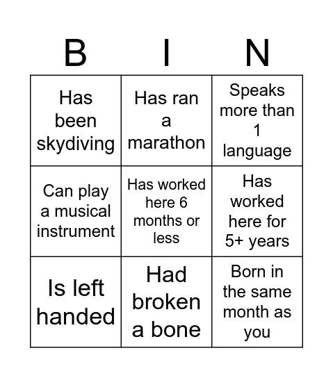 Savings & BF event Bingo Card