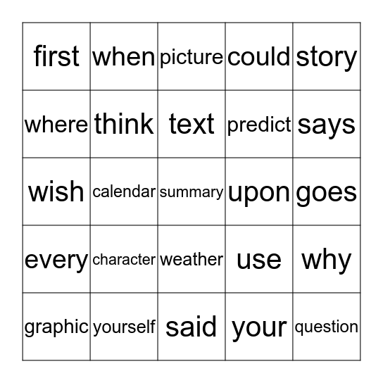 GRADE  TWO Bingo Card