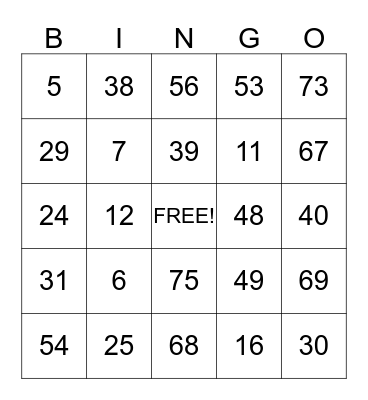Values Day Bingo Card