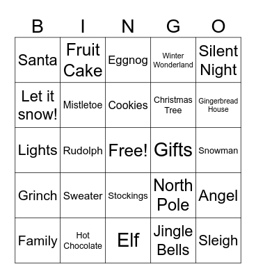 Holiday Bingo Card