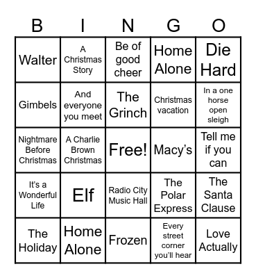 HOLIDAY BINGO Card