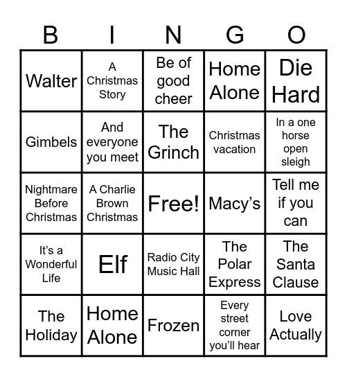 HOLIDAY BINGO Card