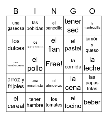 LA COMIDA Bingo Card