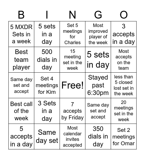 SDR BINGO Card