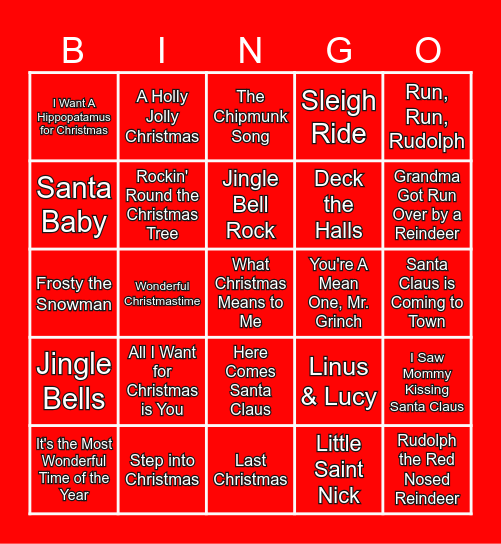 HOLIDAY MUSIC Bingo Card