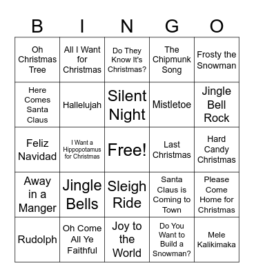 Christmas Music BINGO!!! Bingo Card