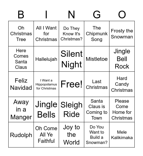 Christmas Music BINGO!!! Bingo Card