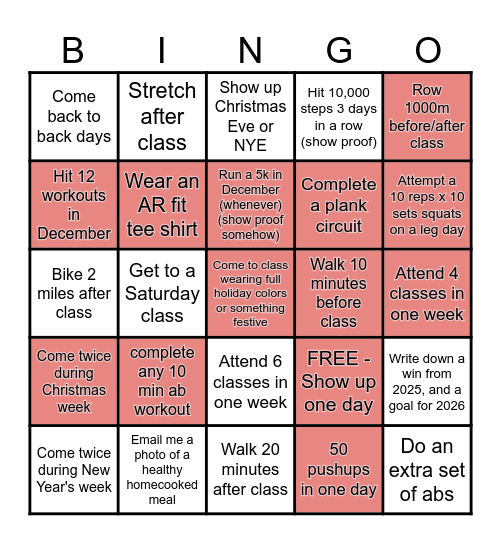 December Bingo Card
