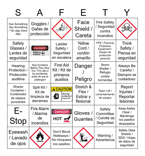 December 2025 Safety Bingo / Bingo de Seguridad Bingo Card