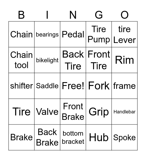 Bike Bingo Card