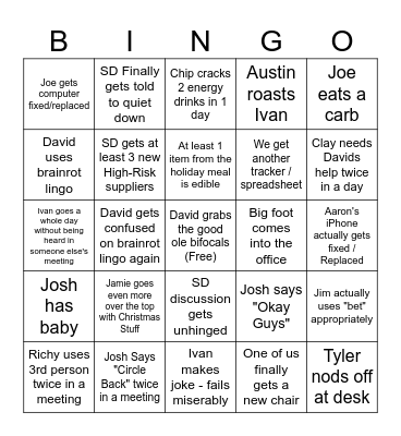 December Bingo Card