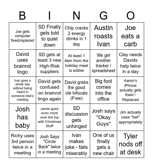December Bingo Card