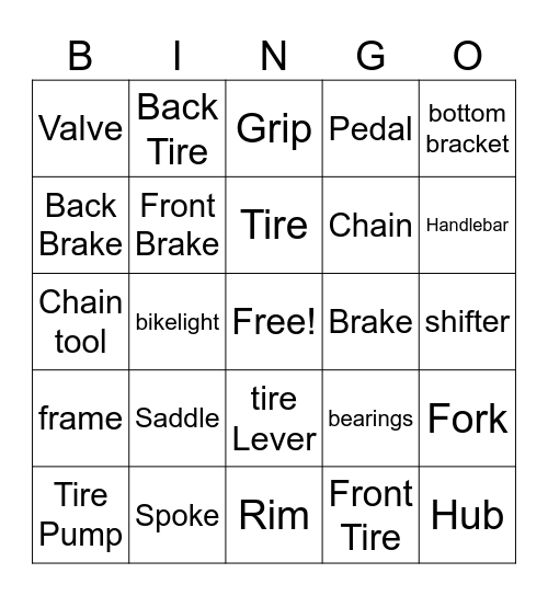 Bike Bingo Card