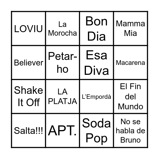 Bingo Nadal Costa Llobera Bingo Card