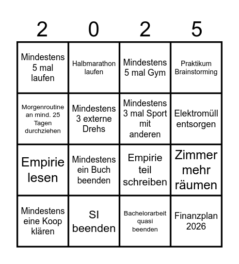 Dezember Bingo Card