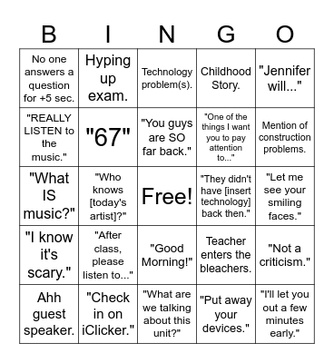 Music as Art BINGO (all jokes!) Bingo Card