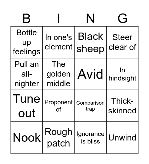 Emergent vocab QUEENS Bingo Card