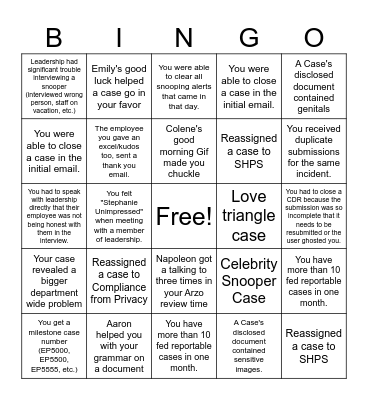 Privacy Team Bingo Card