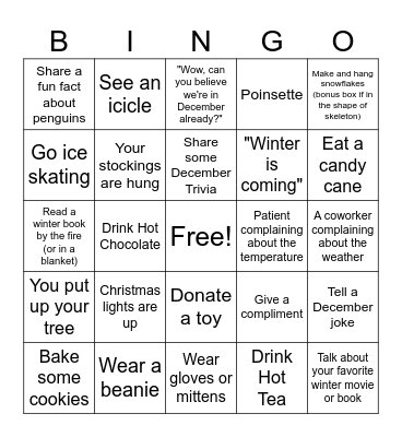 Welcome to December Bingo Card