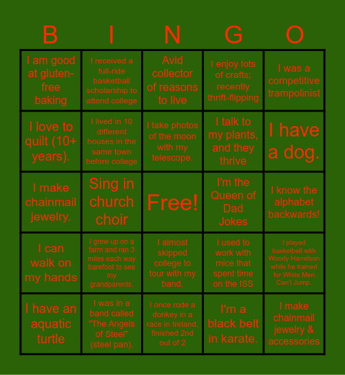 Holiday Bingo Card