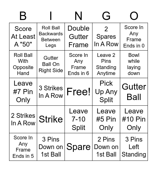 Bowling BINGO Card