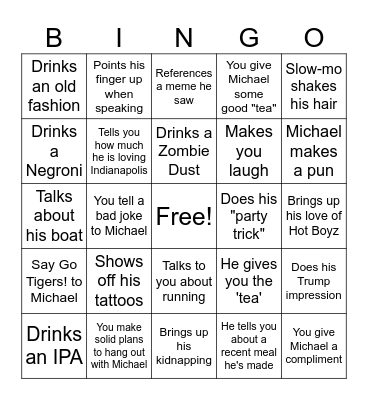 Michael's Birthday Bingo! Bingo Card