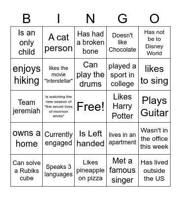 CIS Holiday 2025 Bingo Card