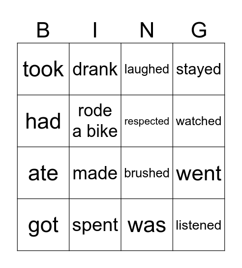 Past Bingo Card
