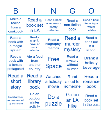 Winter Holiday Bingo Card