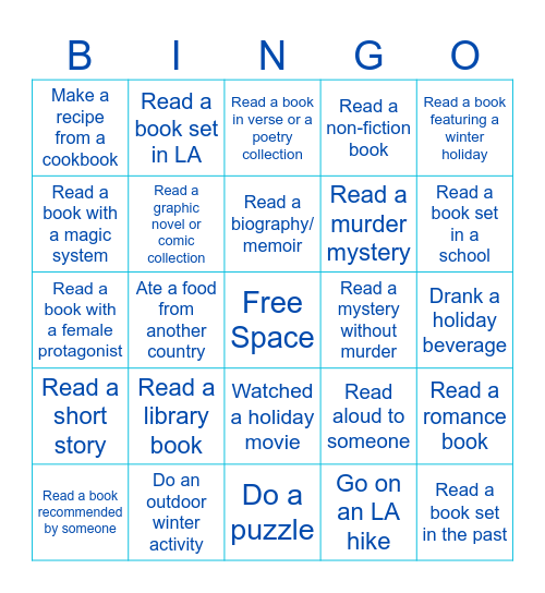 Winter Holiday Bingo Card