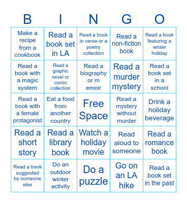 Winter Holiday Bingo Card