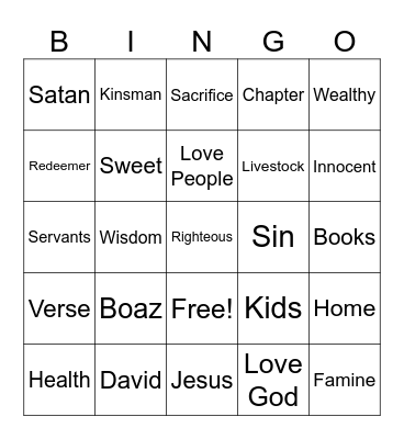 Bible Lessons Bingo Card