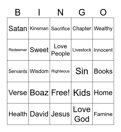 Bible Lessons Bingo Card