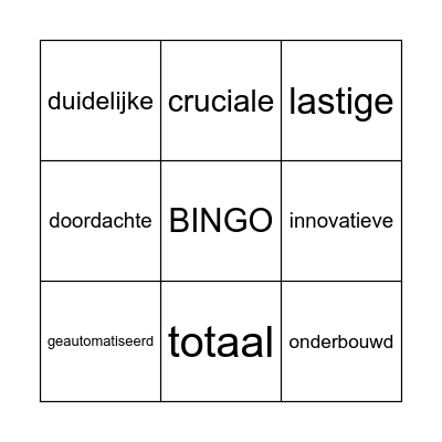 Woorden raden Bingo Card