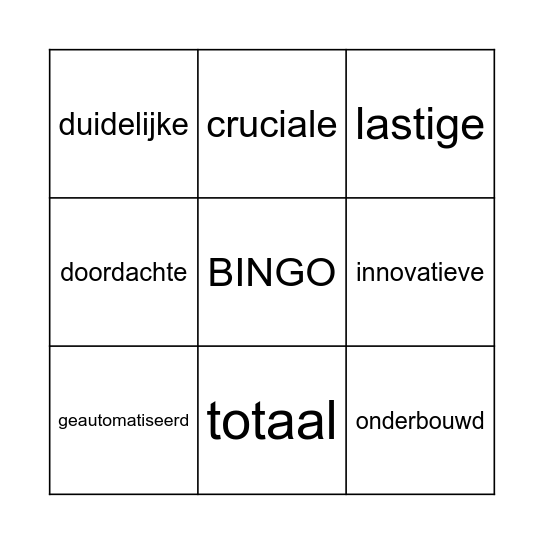 Woorden raden Bingo Card
