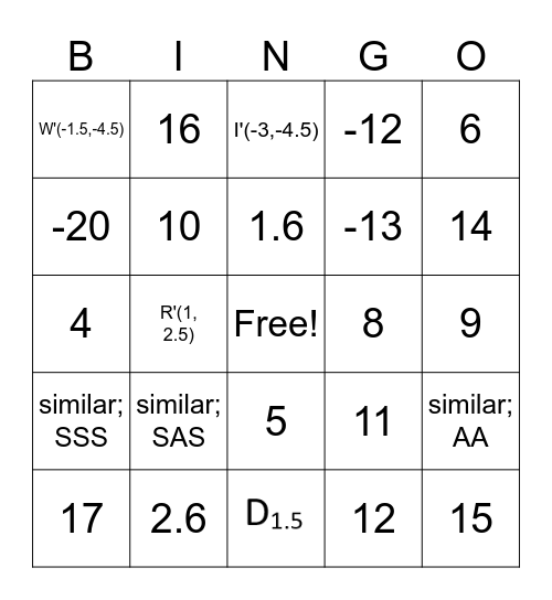 Unit 4 Review Bingo Card
