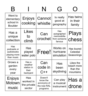 RAL Retreat 2025 Bingo Card