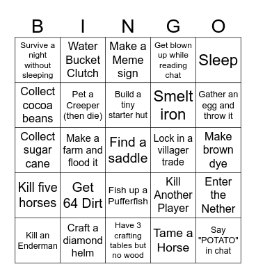 Minecraft Bingo Card