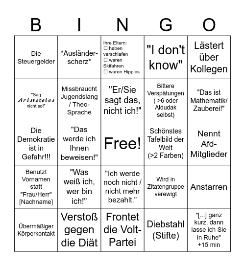 Das Aldudak'sche Bingo Card