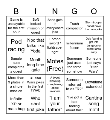 D2 renegades bingo card Bingo Card