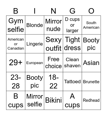 Sexy Bingo Card