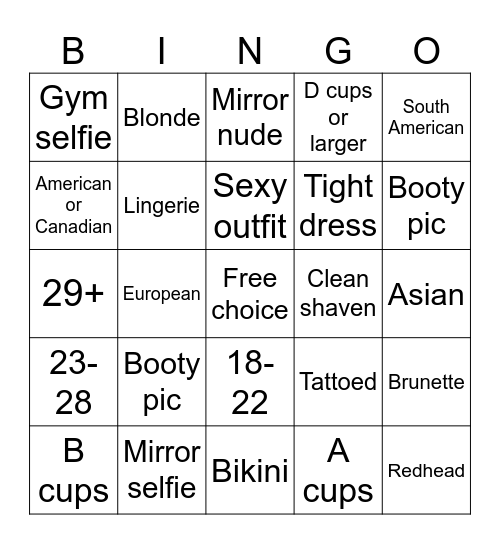Sexy Bingo Card