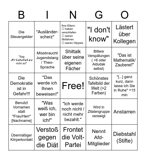 Das Aldudak'sche Bingo Card