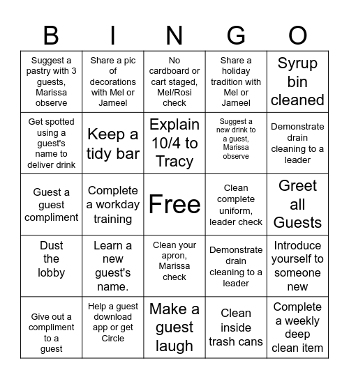 Starbucks Bingo Card