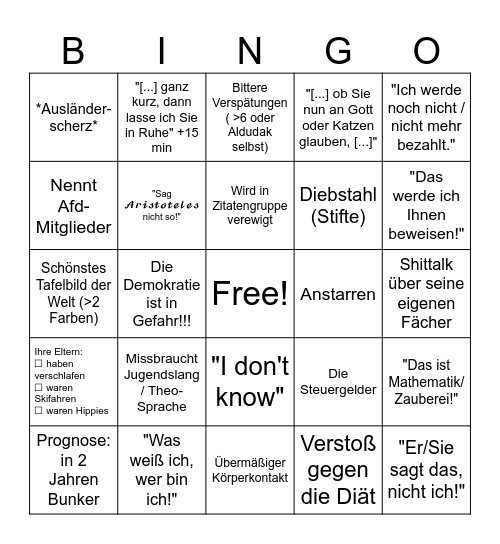 Das Aldudak'sche Bingo Card