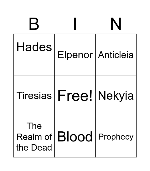 Kingdom of the Dead Bingo Card