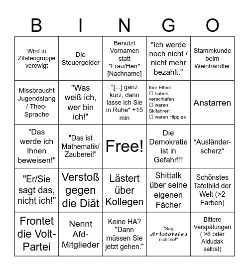 Das Aldudak'sche Bingo Card