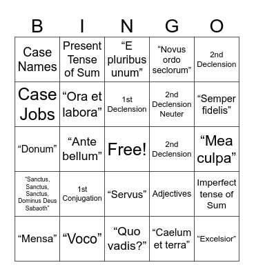 Latina Christiana Bingo Card