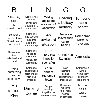 Hallmark Movie Bingo Card