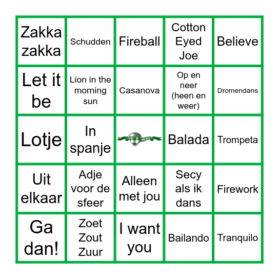 Jordy's Muziekbingo *Ronde 1* Bingo Card